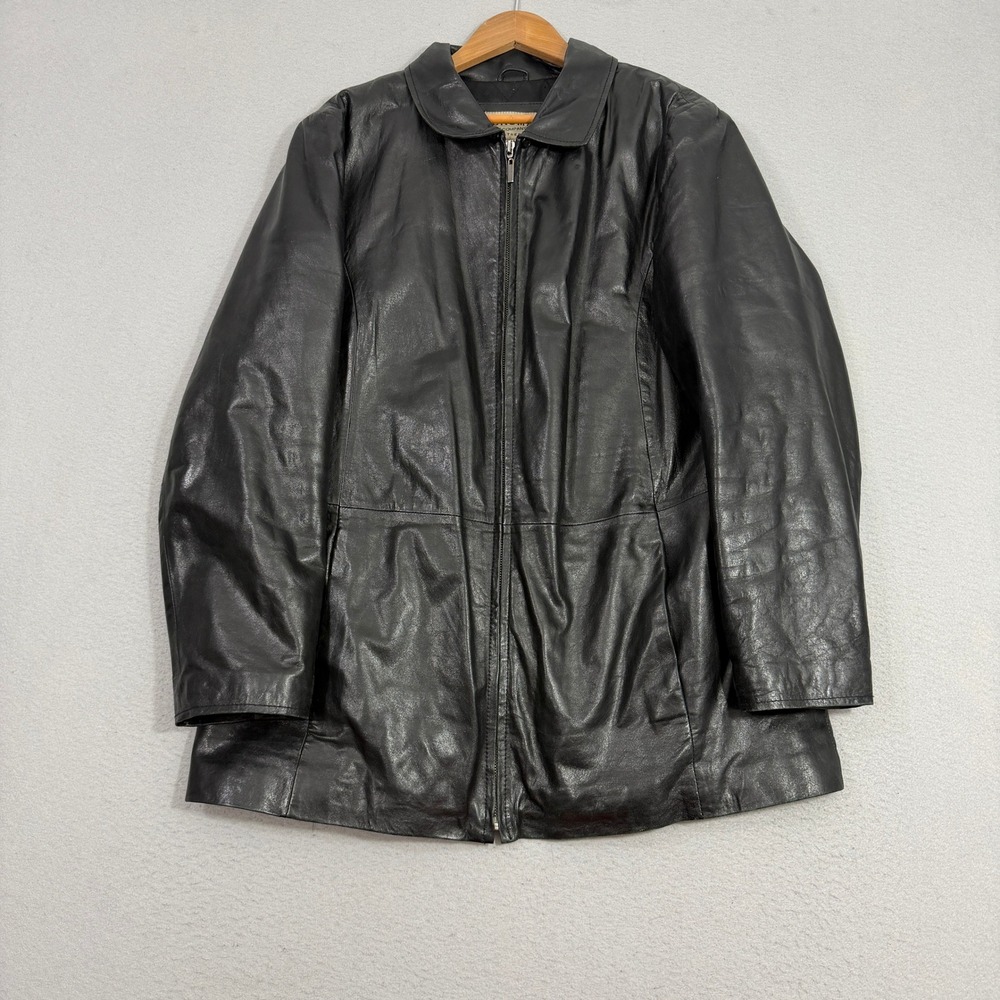 Vintage Sonoma Leather Jacket Women Large Zip Coat Genuine Leather Outerwear